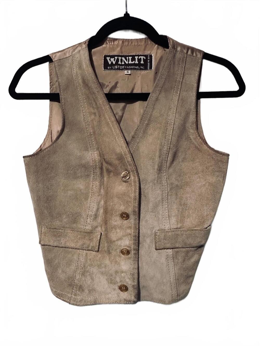 Vintage Winlit tan suede/leather vest